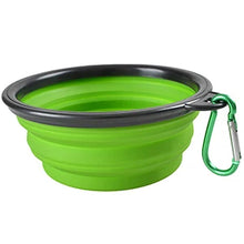 Load image into Gallery viewer, collapsible pet bowl with black rim and carabiner - Jungle Pounce - JBCoolCats
