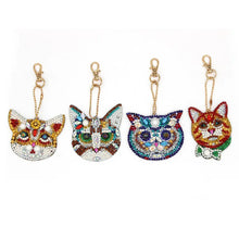 Load image into Gallery viewer, Four colorful cat-shaped keychains with rhinestone details Ultimate Cat & Paw Keychain Trio - Whisker Winkers - JBCoolCats