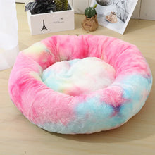 Load image into Gallery viewer, Multicolored donut-shaped pet bed Luxury Fluffy Cat Bed - Cat Rainbow -  JBCoolCats