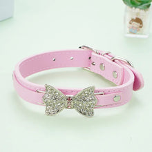 Load image into Gallery viewer, Rhinestone Bling Bow Cat Collar - Rosé Whiskers - JBCoolCats