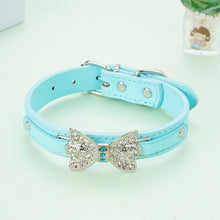 Load image into Gallery viewer, Rhinestone Bling Bow Cat Collar - Frosted Sapphire - JBCoolCats