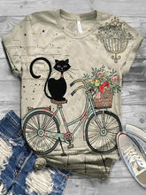 Load image into Gallery viewer, Cat on a Bicycle T-Shirt - Beige - JBCoolCats