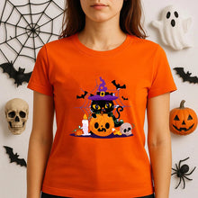 Load image into Gallery viewer, Fun Halloween Cat & Pumpkin T-Shirts - Halloween - JBCoolCats