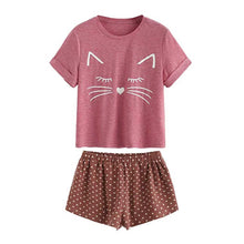 Load image into Gallery viewer, Adorable Kitty Cat Sleepwear - Burgandy - JBCoolCats