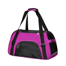 Load image into Gallery viewer, Fuchsia  pet carrier with black mesh side  - Fuchsia Feline Flash - JBCoolCats