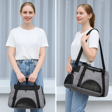 Load image into Gallery viewer, Woman holding a gray pet carrier - carrying features - JBCoolCats