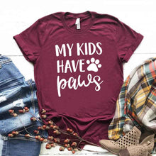 Load image into Gallery viewer, My Kids Have Paws T-Shirt - Burgandy - JBCoolCats
