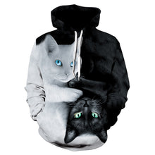Load image into Gallery viewer, Black and White Cat Hoodies - Front - JBCoolCats