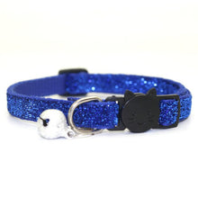Load image into Gallery viewer, Sequin Cat Collar with Bell - Blue - JBCoolCats