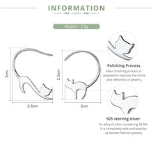 Load image into Gallery viewer, Sterling Silver Little Cat Drop Earrings - Size - JBCoolCats