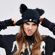 Load image into Gallery viewer, Cat Ears Knitted Beanie Hat | Adorably Warm Headwear – JBCoolCats