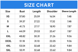 A JBCoolCats T-Shirt - Size Chart - JBCoolCats