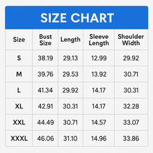 Load image into Gallery viewer, Size chart for clothing with measurements in inches -   JBCoolCats
