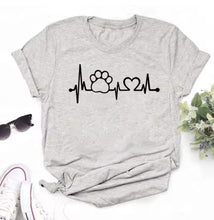Load image into Gallery viewer, Cat Paw Heartbeat T-Shirt - Gray - JBCoolCats