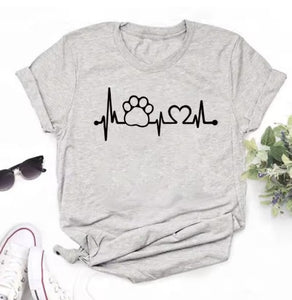 Cat Paw Heartbeat T-Shirt - Gray - JBCoolCats