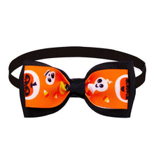 Load image into Gallery viewer, Cat Collar Halloween Bowties Too - Black with Orange Pattern - JBCoolCats