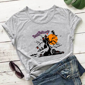 Fun Halloween Cat & Pumpkin T-Shirts - Spooky Halloween Gray - JBCoolCats