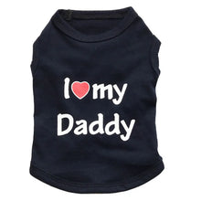 Load image into Gallery viewer, Black pet shirt with &#39;I ❤️ my Daddy&#39; text on a white background – JBCoolCats