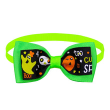 Load image into Gallery viewer, Cat Collar Halloween Bowties Too - Lime with Black Pattern - JBCoolCats