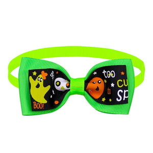Cat Collar Halloween Bowties Too - Lime with Black Pattern - JBCoolCats