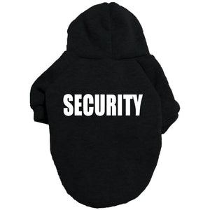 Black pet hoodie with 'SECURITY' printed on the back - JBCoolCats