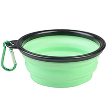 Load image into Gallery viewer, Green silicone pet  travel bowl with black rim and carabiner   - Catmint Cool - JBCoolCats
