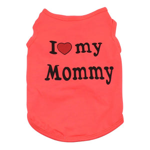 Coral cat tank top with 'I ❤️ my Mommy' text on a white background – JBCoolCats