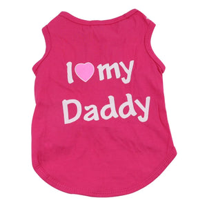 Hot Pink pet shirt with 'I ❤️ my Daddy' text on a white background – JBCoolCats