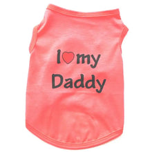 Load image into Gallery viewer, Coarl pet shirt with &#39;I ❤️ my Daddy&#39; text on a white background – JBCoolCats