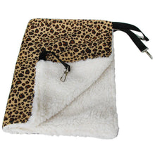 Load image into Gallery viewer, Leopard print bag with white sherpa lining The Purr‑fect Hangout Pet Hammock - Leapin’ Leopard Luxe - JBCoolCats