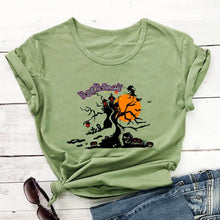 Load image into Gallery viewer, Fun Halloween Cat &amp; Pumpkin T-Shirts - Spooky Halloween Olive  - JBCoolCats