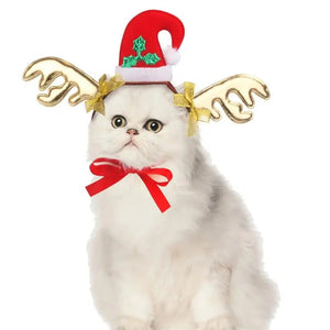 Cat Christmas Headband Décor - Santa Hat & Antlers - JBCoolCats