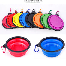 Load image into Gallery viewer, rainbow  colorful collapsible pet bowls with carabiners Collapsible Silicone Pet Water Bowl - Accessories - JBCoolCats