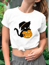 Load image into Gallery viewer, Fun Halloween Cat &amp; Pumpkin T-Shirts - Halloween - JBCoolCats