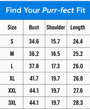 Load image into Gallery viewer, Crystal Purr‑fection Duo Tee - Size Chart - JBCoolCats