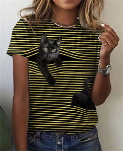 Cat 3D Printed T-Shirt - Yellow - JBCoolCats