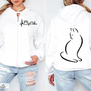 White hoodie with black graphics - Meowgic Lineup Cat Hoodie - Whisker White – Tail Talker – JBCoolCats