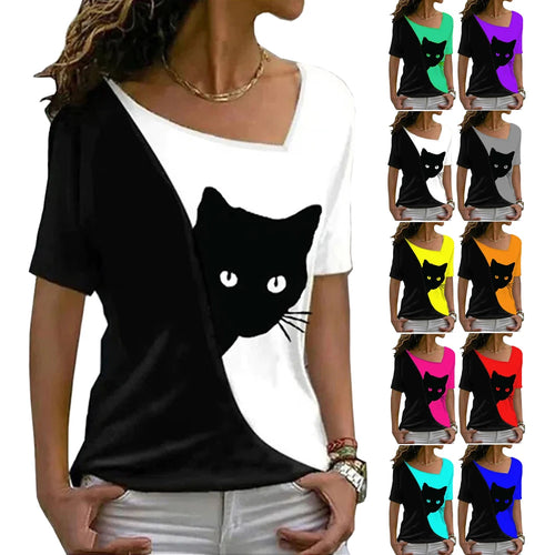 Vibrant Casual Funny Cat T-Shirt - Clothing - JBCoolCats