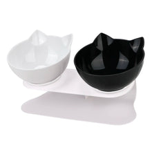 Load image into Gallery viewer, Cute Unique Cat Food Bowls - Black &amp; White Double- JBCoolCats