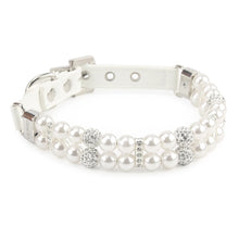 Load image into Gallery viewer, Pearl and crystal dog collar -Snowpaw SparkleS- JBCoolCats