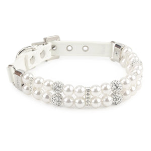 Pearl and crystal dog collar -Snowpaw SparkleS- JBCoolCats