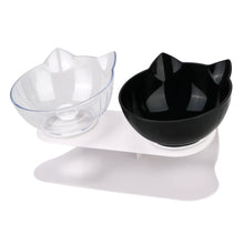 Load image into Gallery viewer, Cute Unique Cat Food Bowls - Black &amp; Clear Double - JBCoolCats