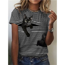 Load image into Gallery viewer, Cat 3D Printed T-Shirt - White - JBCoolCats