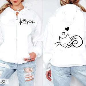 Two white hoodies with designs - Meowgic Lineup Cat Hoodie - Whisker White - Paws & Affection – JBCoolCats