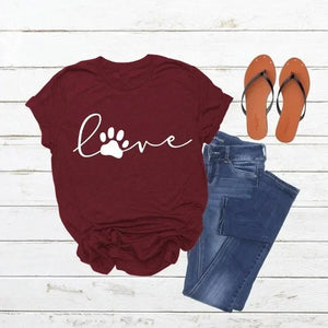 Cute Love Paw Print T Shirt - Catnip Wine - JBCoolCats