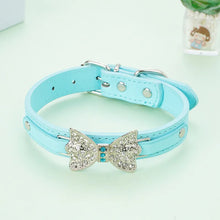 Load image into Gallery viewer, Rhinestone Bling Bow Cat Collar - Blue - JBCoolCats