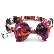 Load image into Gallery viewer, Cat Collar Halloween Bowties - Purple Pattern - JBCoolCats