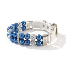 Load image into Gallery viewer, Blue pearl bracelet with silver accents and Rhinestones - Blue Mewtini - JBCoolCats