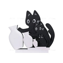 Load image into Gallery viewer, Black and white cat-shaped vases nestled together on a white background - Flower Vase Collection - Accessory - JBCoolCats