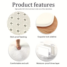 Load image into Gallery viewer, Product features of a mat with skid-proof backing, lock sideline, comfort, and moisture-proof layers. Welcome Cat Holiday Doormat - Features - JBCoolCats